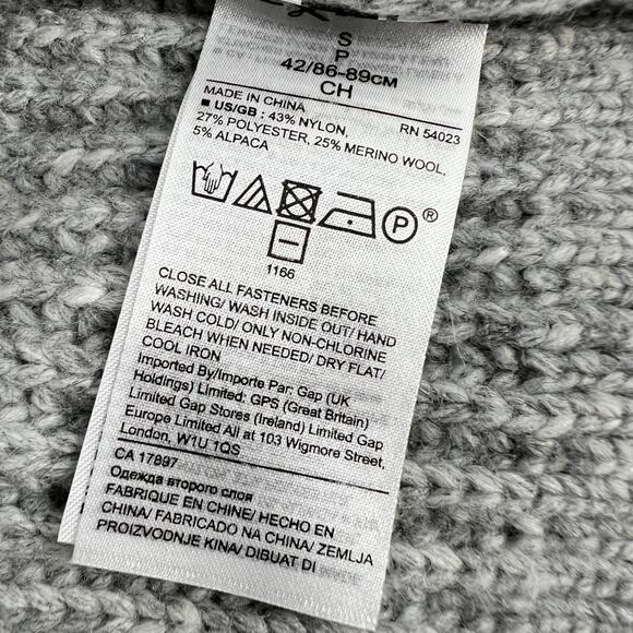 Banana Republic Chunky Turtleneck Zip Merino Wool Alpaca Women Small Gray Mock - Picture 6 of 10